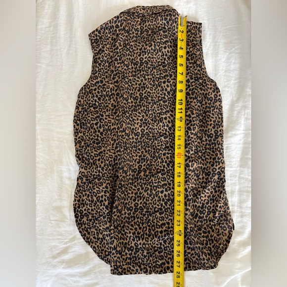 Vintage Clio Leopard Print Button Down Sleeveless Collard Shirt Vest Tank - Picture 7 of 7